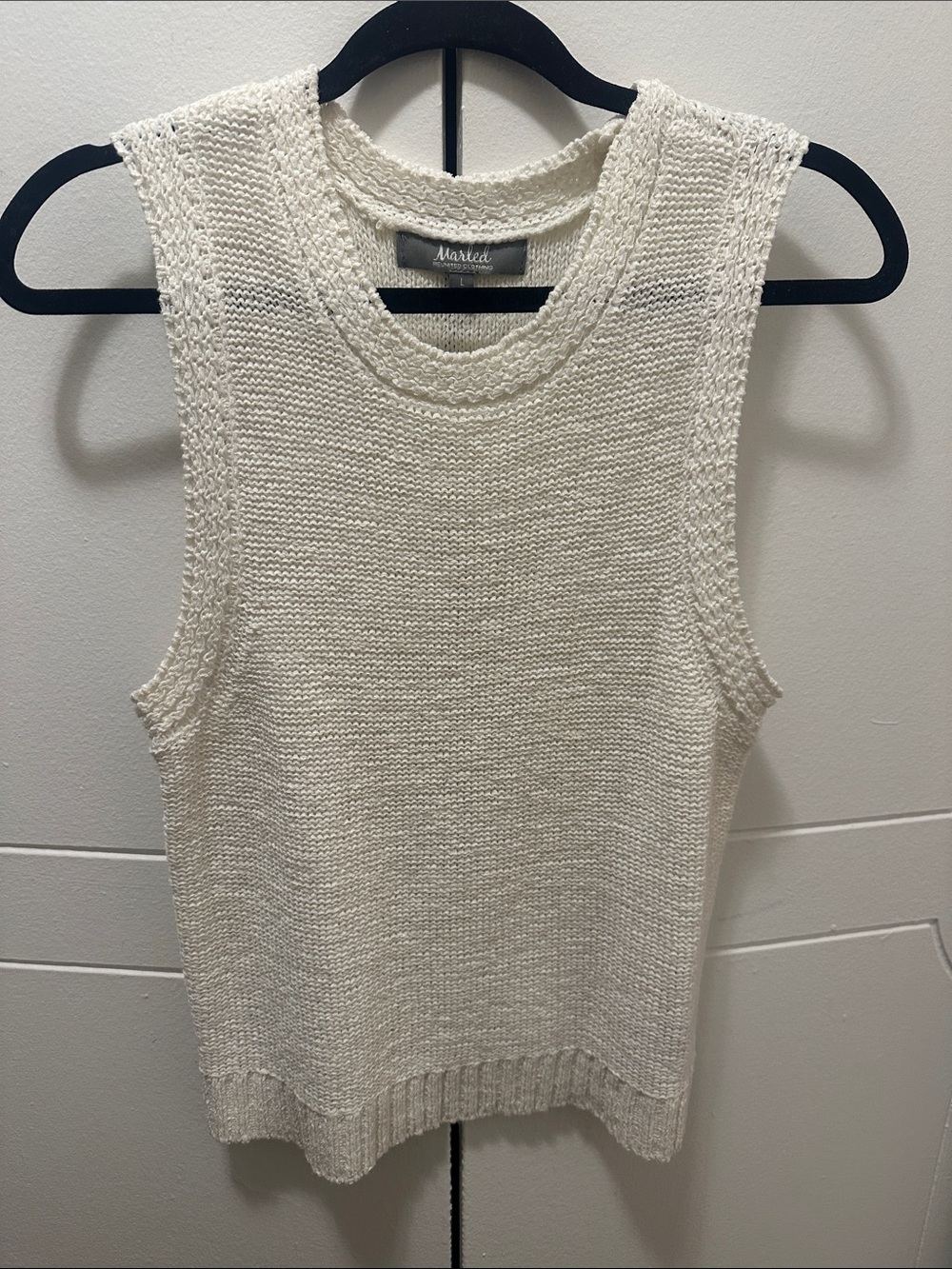 Marled Cream Knit Tank Top - Textured Sleeveless